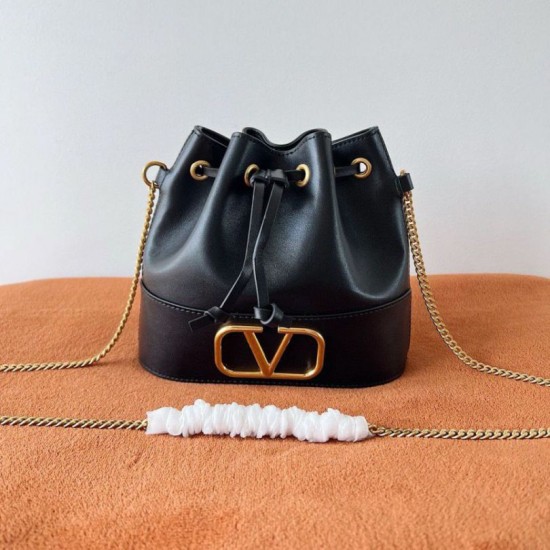 Replica Valentino VLogo Signature Mini Bucket Bag Black 