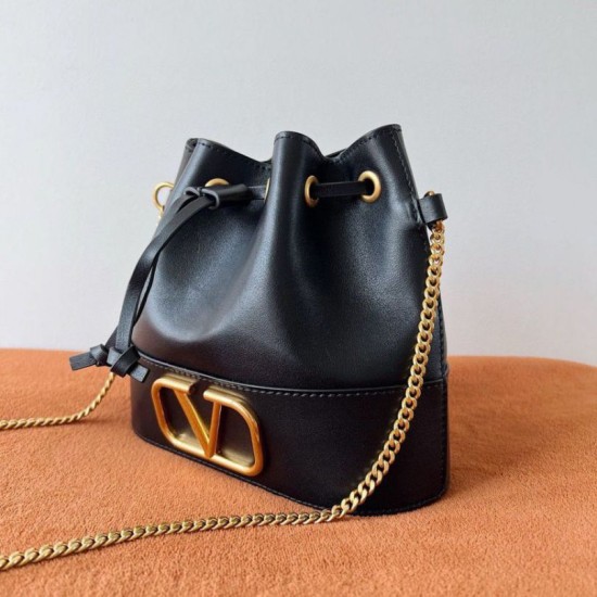 Replica Valentino VLogo Signature Mini Bucket Bag Black 