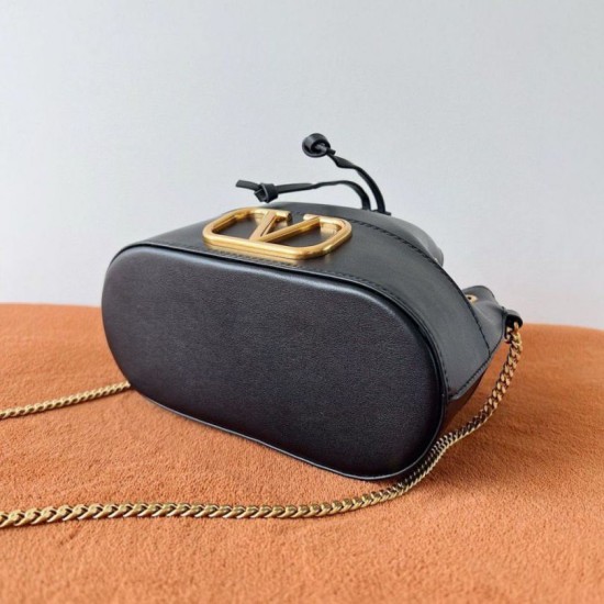 Replica Valentino VLogo Signature Mini Bucket Bag Black 