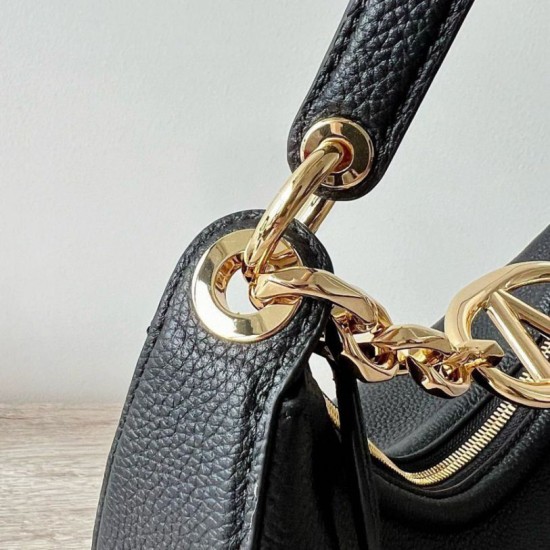 Replica Valentino VLogo Moon Small Hobo Bag with Chain Black 