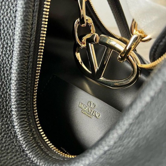 Replica Valentino VLogo Moon Small Hobo Bag with Chain Black 