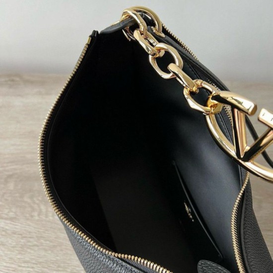 Replica Valentino VLogo Moon Small Hobo Bag with Chain Black 