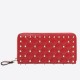 Fake Valentino Rockstud Spike Zip Wallet Red Lambskin Replica