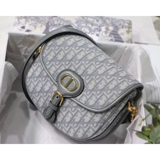 Fake Dior Medium Bobby Bag In Grey Dior Oblique Canvas Replica