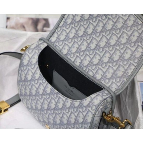 Fake Dior Medium Bobby Bag In Grey Dior Oblique Canvas Replica