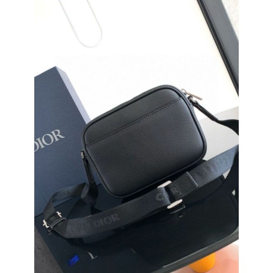 Replica Dior Mini Rider 2.0 Zipped Messenger Bag in Beige Oblique with Black Leather