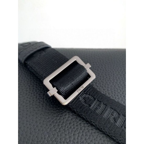 Replica Dior Mini Rider 2.0 Zipped Messenger Bag in Beige Oblique with Black Leather