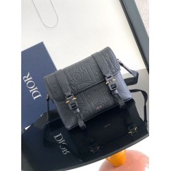 Fake Dior Hit the Road Flap Messenger Bag in Black Gravity Leather Replica