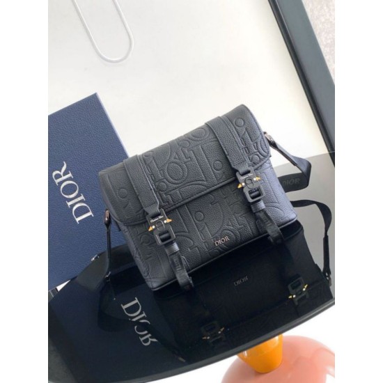 Fake Dior Hit the Road Flap Messenger Bag in Black Gravity Leather Replica