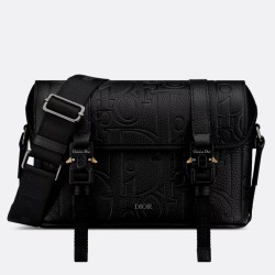 Fake Dior Hit the Road Flap Messenger Bag in Black Gravity Leather Replica