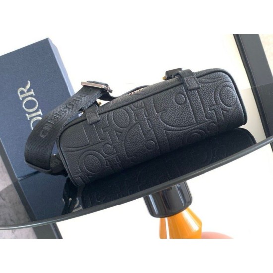 Fake Dior Hit the Road Flap Messenger Bag in Black Gravity Leather Replica