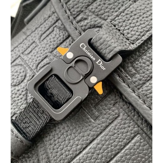 Fake Dior Hit the Road Flap Messenger Bag in Black Gravity Leather Replica