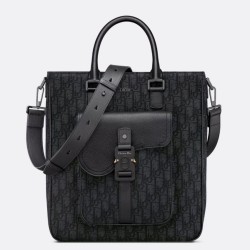Replica Dior Saddle Tote Bag Black in Black Dior Oblique Jacquard