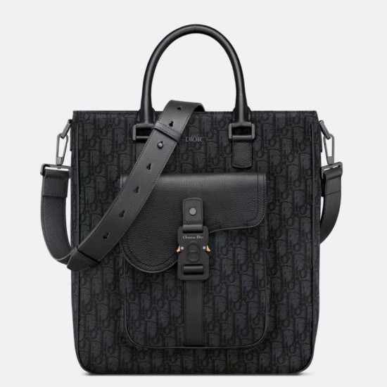 Replica Dior Saddle Tote Bag Black in Black Dior Oblique Jacquard Replica Dior Saddle Tote Bag Black in Black Dior Oblique Jacquard