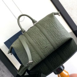 Fake Dior Weekender 40 Bag in Khaki Dior Gravity Leather Replica