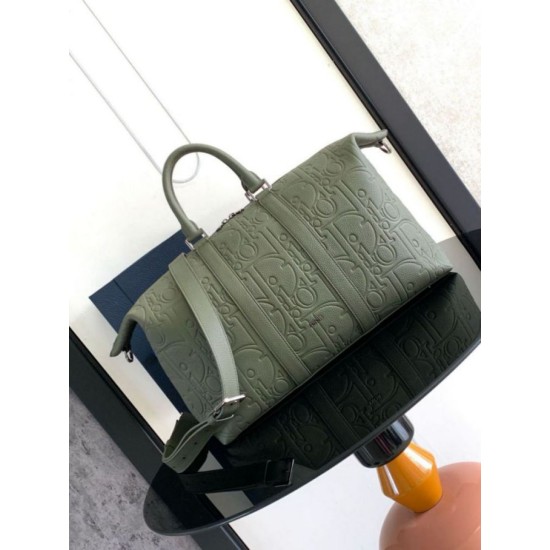Fake Dior Weekender 40 Bag in Khaki Dior Gravity Leather Replica