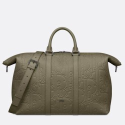 Fake Dior Weekender 40 Bag in Khaki Dior Gravity Leather Replica