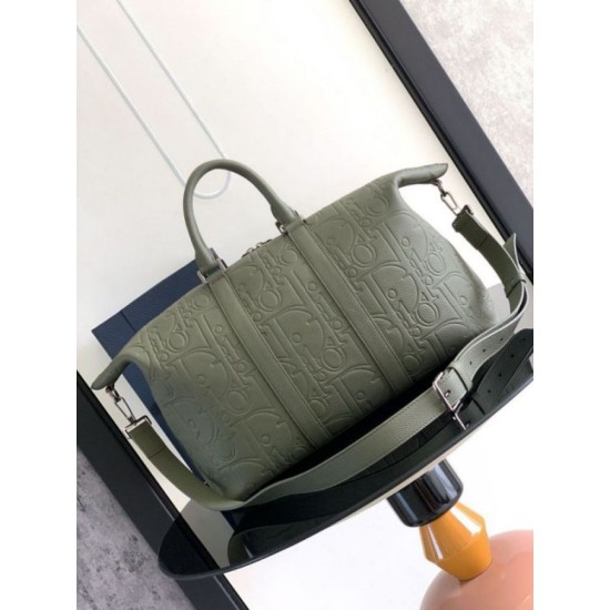 Fake Dior Weekender 40 Bag in Khaki Dior Gravity Leather Replica