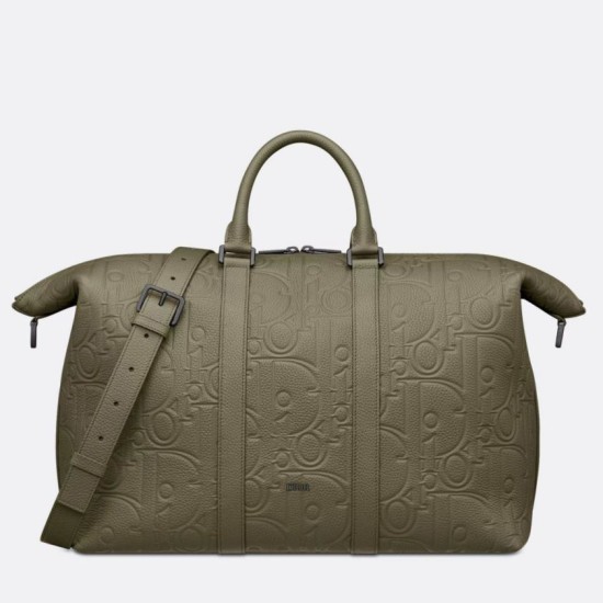 Fake Dior Weekender 40 Bag in Khaki Dior Gravity Leather Replica