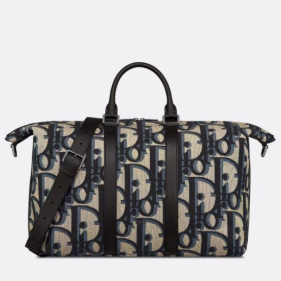 Replica Dior Weekender 40 Bag in Beige Maxi Dior Oblique Jacquard