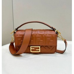 Replica Fendi Medium Baguette Bag in Brown FF Nappa Leather