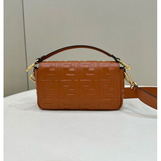 Replica Fendi Medium Baguette Bag in Brown FF Nappa Leather