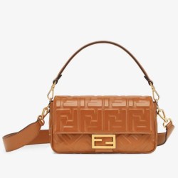 Replica Fendi Medium Baguette Bag in Brown FF Nappa Leather