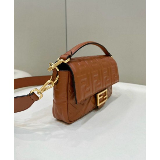 Replica Fendi Medium Baguette Bag in Brown FF Nappa Leather