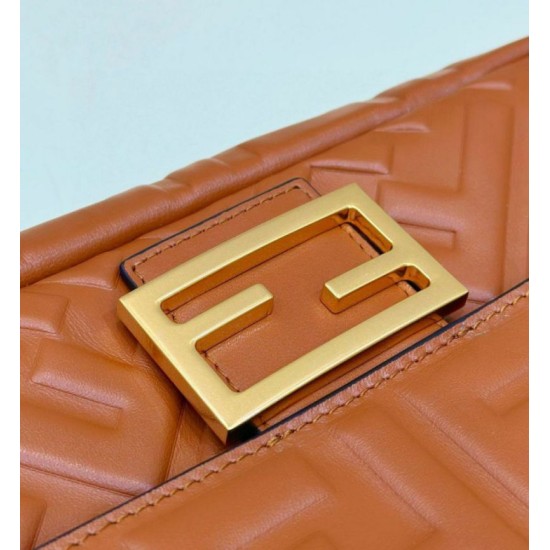Replica Fendi Medium Baguette Bag in Brown FF Nappa Leather