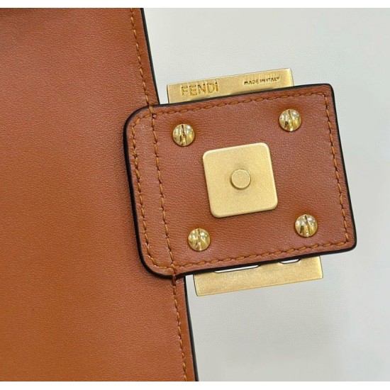 Replica Fendi Medium Baguette Bag in Brown FF Nappa Leather