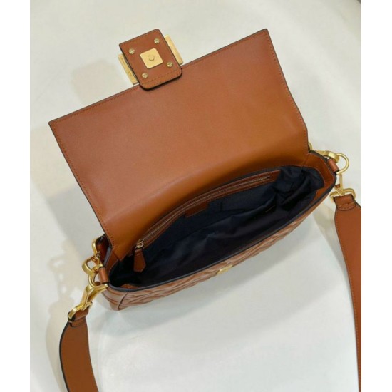 Replica Fendi Medium Baguette Bag in Brown FF Nappa Leather