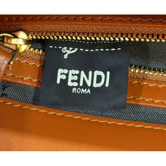 Replica Fendi Medium Baguette Bag in Brown FF Nappa Leather