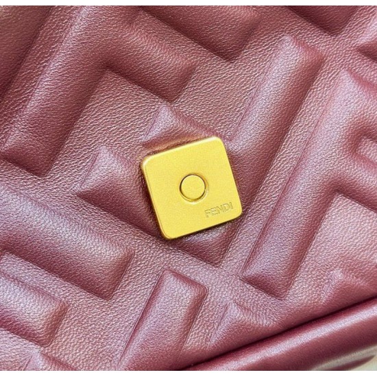 Replica Fendi Medium Baguette Bag in Burgundy FF Nappa Leather