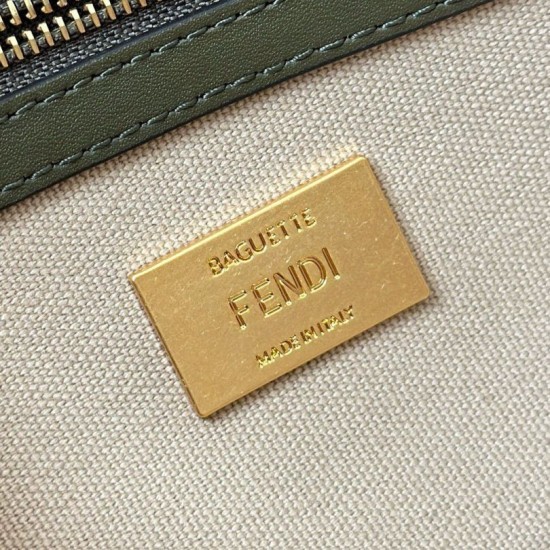 Fake Fendi Baguette Medium Bag in Canvas with Multicolor FF Embroidery Replica