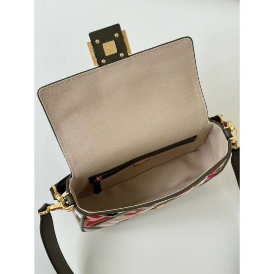 Fake Fendi Baguette Medium Bag in Canvas with Multicolor FF Embroidery Replica