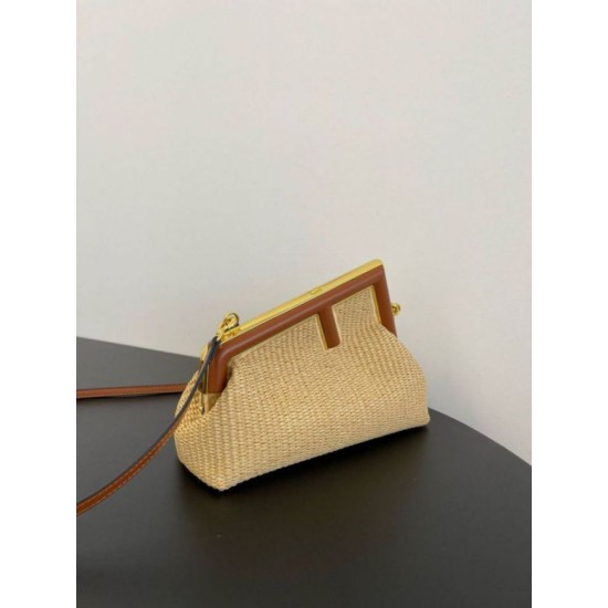 Fake Fendi First Small Bag in Natural Raffia Straw Replica