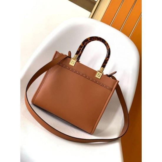 Replica Fendi Sunshine Small Tote Bag In Brown Calfskin