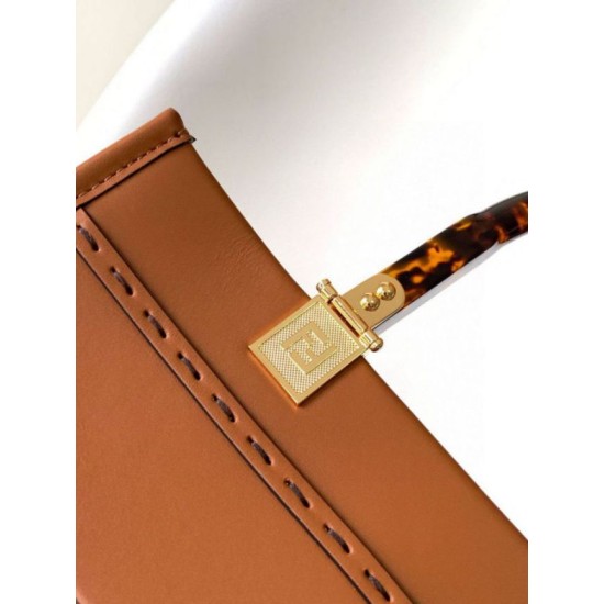 Replica Fendi Sunshine Small Tote Bag In Brown Calfskin