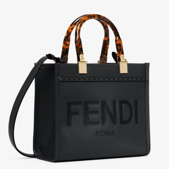 Replica Fendi Sunshine Small Tote Bag In Black Calfskin