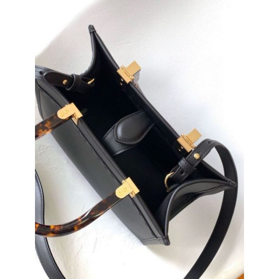 Replica Fendi Sunshine Small Tote Bag In Black Calfskin