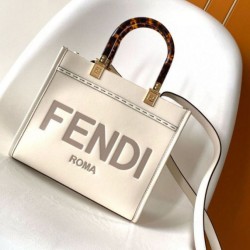 Replica Fendi Sunshine Small Tote Bag In White Calfskin