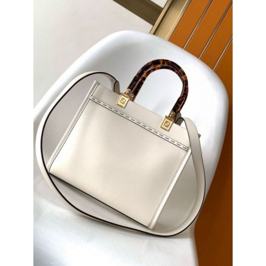 Replica Fendi Sunshine Small Tote Bag In White Calfskin