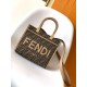 Replica Fendi Sunshine Small Tote Bag in Brown FF Jacquard Fabric