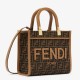 Replica Fendi Sunshine Small Tote Bag in Brown FF Jacquard Fabric