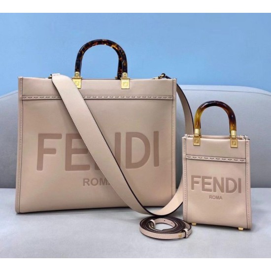 Replica Fendi Sunshine Medium Shopper Bag In Beige Calfskin