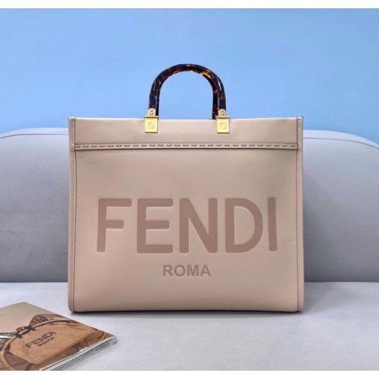 Replica Fendi Sunshine Medium Shopper Bag In Beige Calfskin