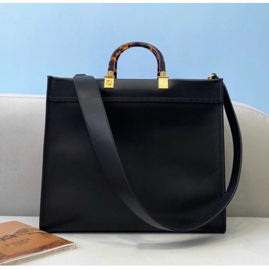 Replica Fendi Sunshine Medium Shopper Bag In Black Calfskin
