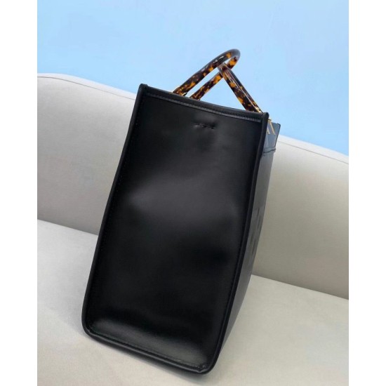 Replica Fendi Sunshine Medium Shopper Bag In Black Calfskin