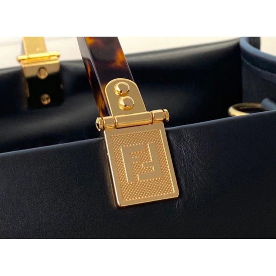 Replica Fendi Sunshine Medium Shopper Bag In Black Calfskin