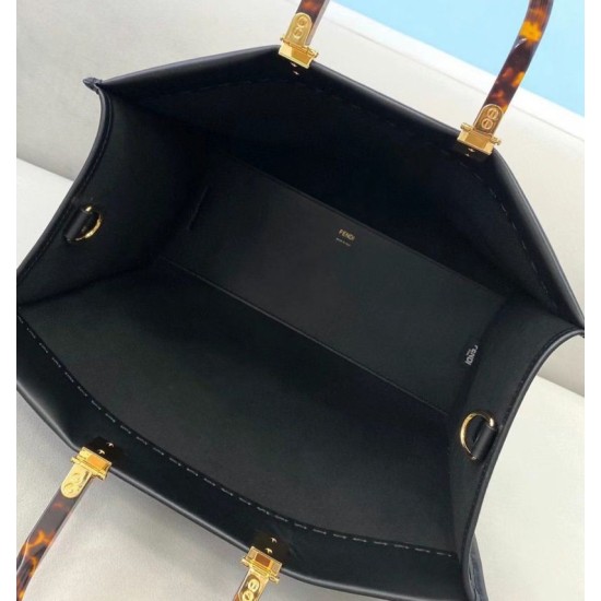 Replica Fendi Sunshine Medium Shopper Bag In Black Calfskin